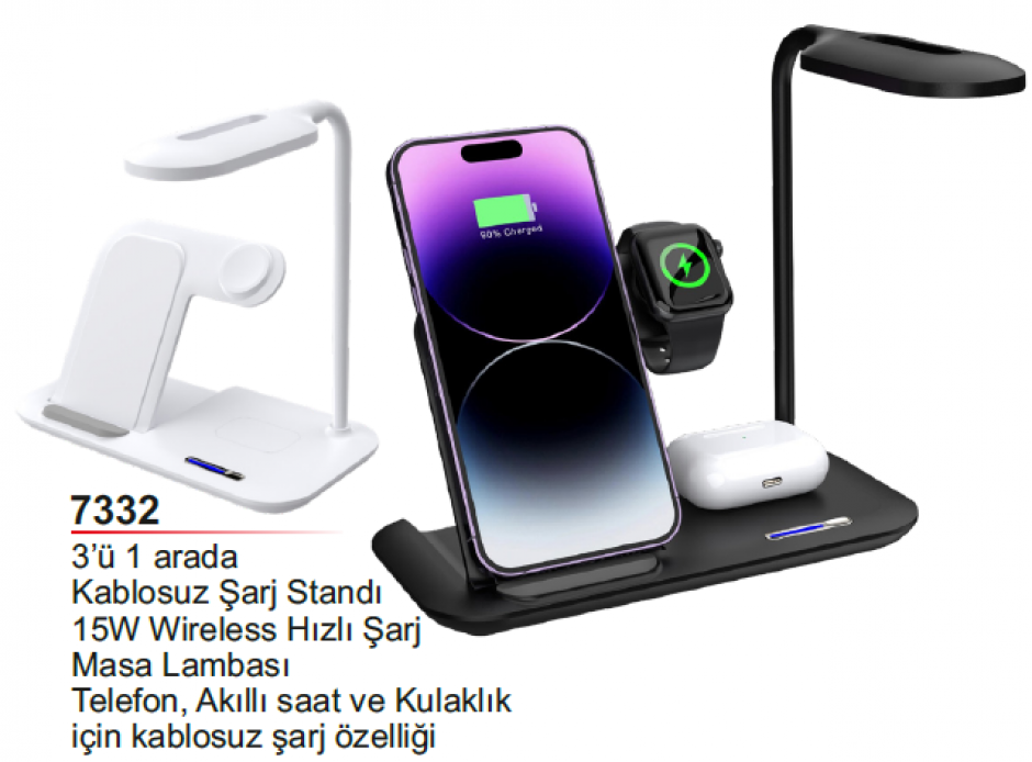 3'lü Kablosuz Şarj Standı