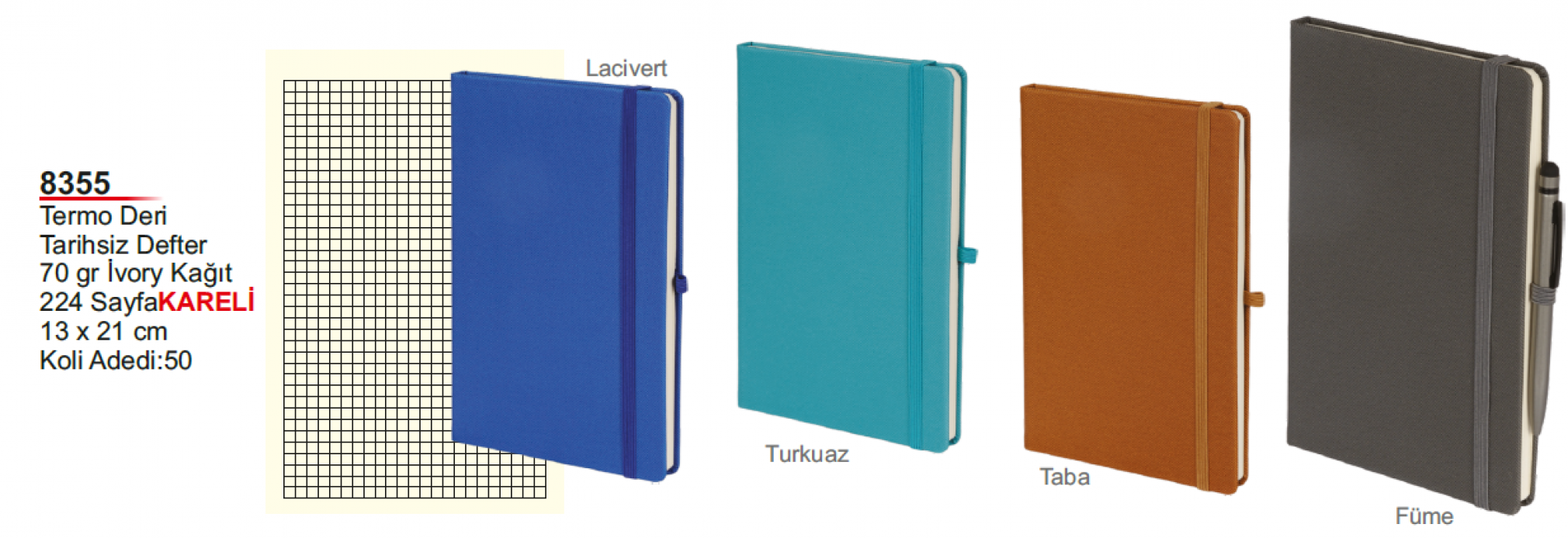 Termo Deri Tarihsiz Kareli Defter