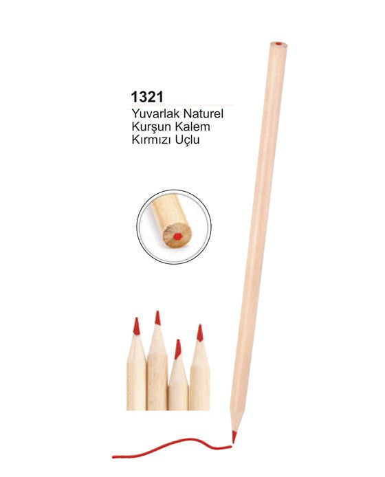 Yuvarlak Naturel Kırmızı Kurşun Kalem