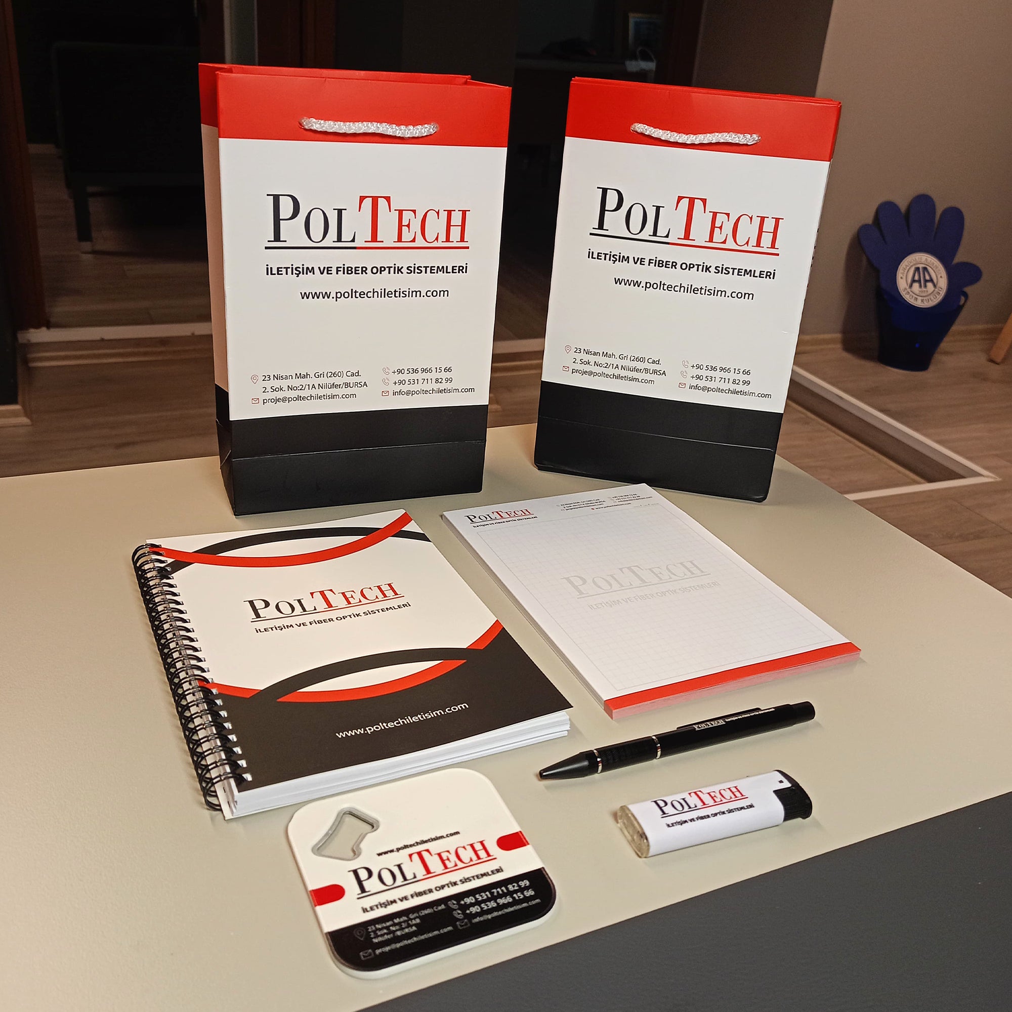 Karton İpli Çanta - Telli Defter - Çakmak - Metal Kalem - Açacaklı Set
