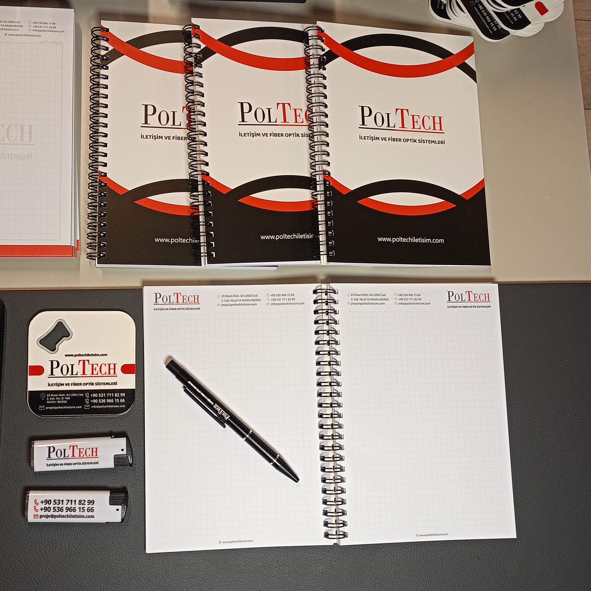 Karton İpli Çanta - Telli Defter - Çakmak - Metal Kalem - Açacaklı Set